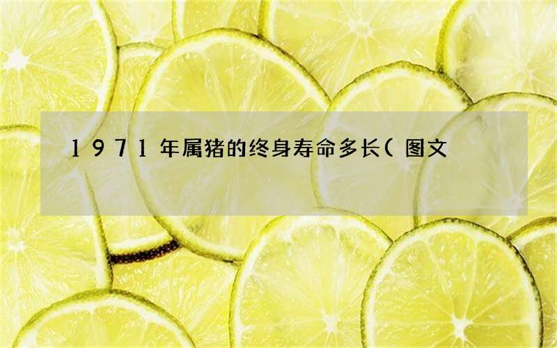1971年属猪的终身寿命多长(图文)