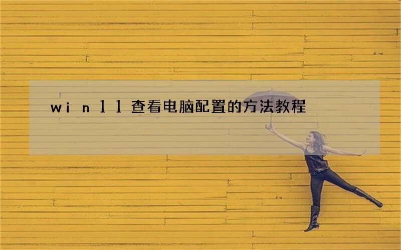 win11查看电脑配置的方法教程