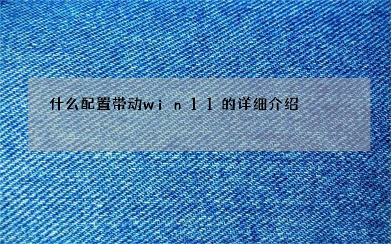 什么配置带动win11的详细介绍
