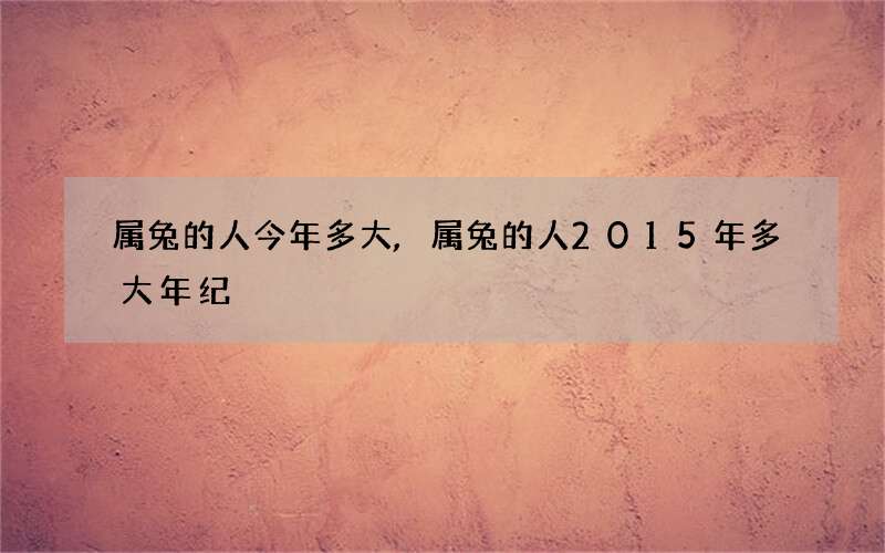 属兔的人今年多大,属兔的人2015年多大年纪