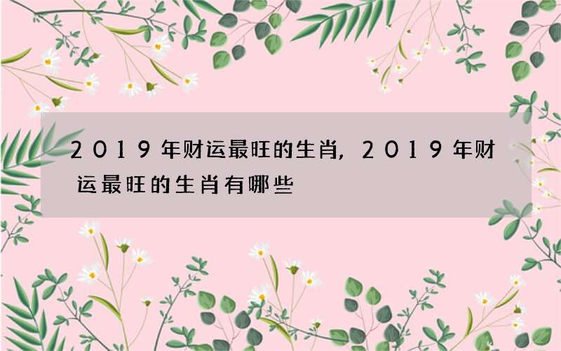 2019年财运最旺的生肖,2019年财运最旺的生肖有哪些