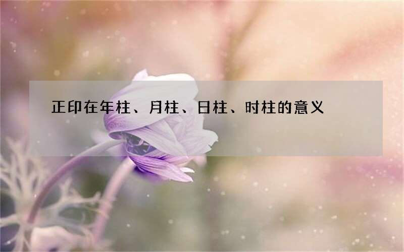 正印在年柱、月柱、日柱、时柱的意义
