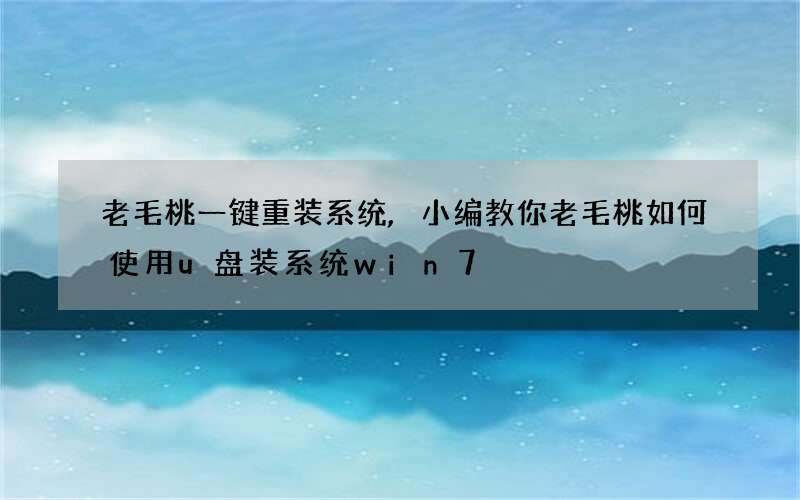 老毛桃一键重装系统,小编教你老毛桃如何使用u盘装系统win7